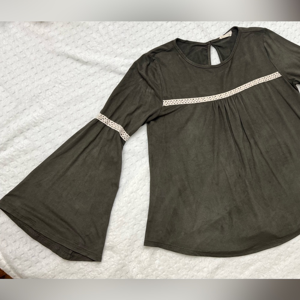 Dark Olive Green Bell Sleeve Size S